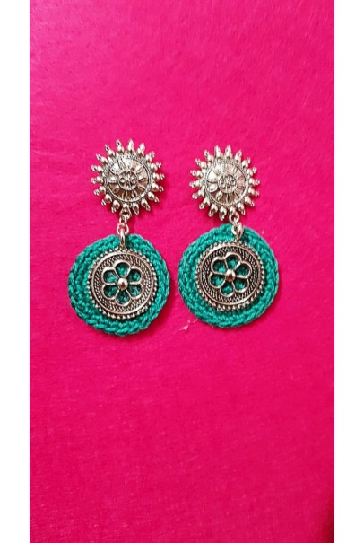 Happy Threads Crochet Earrings- Turquoise Blue